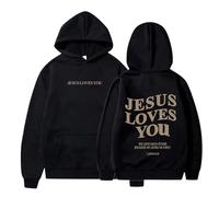 HUIFUAO Jesus Loves You Hoodies for Women Uk Oversized Sweatshirts for Women Plus Size Long Sleeve Womens Pullover Tops With Pocket (Z01-Black, M)