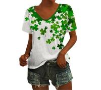 HUIFUAO Let The Shenanigans Begin St Patricks Day Shirt Plus Size Irish Green Clover Long Sleeve V Neck T Shirt St Patty Day Tops