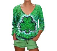 HUIFUAO Let The Shenanigans Begin St Patricks Day Shirt Plus Size Irish Green Clover Long Sleeve V Neck T Shirt St Patty Day Tops