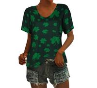 HUIFUAO Let The Shenanigans Begin St Patricks Day Shirt Plus Size Irish Green Clover Long Sleeve V Neck T Shirt St Patty Day Tops