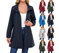 HUIFUAO Lightweight Rain Jacket Women Lightweight Waterproof coat with Hood Plus Size Breathable Windbreaker Zip Up Trench Coat Hiking Cycling Active Outdoor Outerwear with Pocket (Red, M)