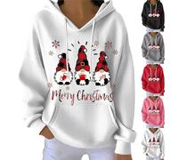HUIFUAO Look at Me Being All Festive and Shit Christmas Hoodies for Women Funny Christmas Tree Print Xmas Sweatshirts Long Sleeve Tops Pullover Festival Outfits with Pockets (Z03-Grey, L)