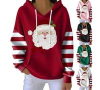 HUIFUAO Look at Me Being All Festive and Shit Christmas Hoodies for Women Funny Christmas Tree Print Xmas Sweatshirts Long Sleeve Tops Pullover Festival Outfits with Pockets (Z04-Pink, L)