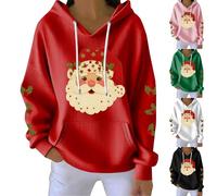 HUIFUAO Look at Me Being All Festive and Shit Christmas Hoodies for Women Funny Christmas Tree Print Xmas Sweatshirts Long Sleeve Tops Pullover Festival Outfits with Pockets (Z02-Black, M)