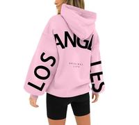 HUIFUAO Los Angeles Hoodie for women UK Oversized Sweatshirt for Women Long Sleeve Plus Size Womens Hoodies Pullover With Pocket (Z02-Pink, XXL)