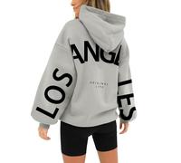 HUIFUAO Los Angeles Womens Hoodies Oversized Womens Sweatshirts Long Sleeve Womens Hoodies Pullover With Pocket And Drawstring (Z02-Grey, XXXL)