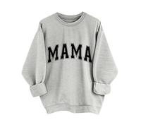 HUIFUAO Mama Sweatshirt for Women Plus Size Autumn Trendy Pullover Funny Letter Print Sweatshirt Crew Neck Loose Casual Long Sleeve Tops (Grey, XL)