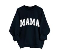HUIFUAO Mama Sweatshirt for Women Plus Size Autumn Trendy Pullover Funny Letter Print Sweatshirt Crew Neck Loose Casual Long Sleeve Tops (Black, XXXL)