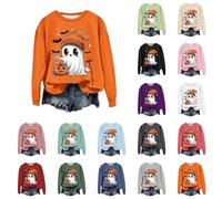 HUIFUAO Plus Size Halloween Costumes for Women Size 24 Plus Size Cute Ghost Tops Pumpkin Shirts Funny Halloween Sweatshirts Long Sleeve Pullover Trendy Festival Outfits (Green, XXL)