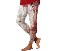 HUIFUAO Scary Halloween Costumes for Woman Scary Bloody Help Me Yoga Pants Funny Halloween Leggings High Waist Bottoms Tights Gym Sport Skinny Trousers (Red #4, XXXL)