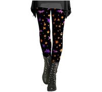 HUIFUAO Skeleton Leggings Women Plus Size Ghost Pumpkin Yoga Pants Scary Halloween Costumes Funny Bat Print Tights High Waist Bottoms Gym Sport Trousers Festival Clothing (Black S)