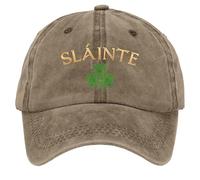 HUIFUAO Slainte St Patricks Day Baseball Cap for Women Men Funny Embroidered Shamrock Print Irish Hat Unisex St Paddys Day Trucker Hat Vintage Trendy Ireland Lucky Clover (Khaki, One Size)