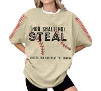HUIFUAO Womens Graphic T Shirts Cotton Short Sleeve Summer Tops Funny Thou Shall Not Steal Unless You Can Beat The Throw Shirt Crew Neck Sport Trendy Tee Clothes (Z01 Yellow, XXL)