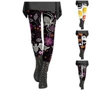 HUIFUAO Womens Halloween Costume Scary Pumpkin Ghost Yoga Pants Funny Halloween Leggings Spider Bottoms High Waist Tights Gym Sport Trousers Festival Clothes (Black, XL)