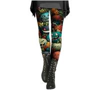 HUIFUAO Womens Halloween Leggings Funny Ghost Pumpkin Yoga Pants Scary Halloween Costumes Bat Spider Print Tights High Waist Bottoms Gym Sport Trousers Festival Clothes (Z04-Green, M)