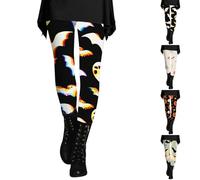 HUIFUAO Womens Halloween Leggings Scary Ghost Pumpkin Yoga Pants Funny Halloween Costumes Bat Print Bottoms High Waist Trousers Sport Workout Tights Plus Size Festival Clothes (Z41 Black, XXXL)