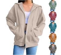 HUIFUAO Womens Jackets Casual Zip Up Oversized Hoodies Long Sleeve Hooded Sweatshirt Spring Autumn Winter Lightweight Coats Trendy Casual Outerwear Athletic Jackets with Pocket (Red, M)