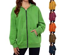 HUIFUAO Womens Jackets Casual Zip Up Plus Size Hoodies Long Sleeve Hooded Sweatshirt Autumn Winter Lightweight Coats Trendy Casual Outerwear Sport Tops Jackets with Pocket (Red, XL)