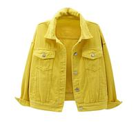HUIFUAO Womens Jean Jacket Black Denim Jacket Vintage Distressed Shacket Boyfriend Coat Hip Hop Streetwear Western Clothing Cowgirl Outfits(Z15 Yellow, XL)