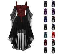 HUIFUAO Womens Witch Dress Plus Size Off Shoulder Butterfly Sleeve Victorian Medieval Long Halloween Dress Vintage Halloween Costumes Evening Cocktail Festival Clothes (Green #1, XXXXXL)