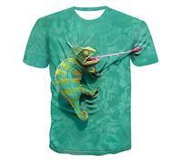 HUIGUANG Mens 3D Print t-shirts Funny Chameleon T-Shirts Animals Lizard Dragon Dinosaur 3D Printed Men Women Streetwear Fashion T Shirt Cool Kids Boys Tees Tops
