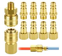 Huiguli 10 Pcs Air Line Connectors, 1/4" BSP Airline Fittings, Euro Air Tools to Connect Compressor, Hose Connectors and Fittings for Compressors, Hoses, and Air Tools