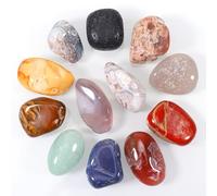 Huiguli 12 Pcs Healing Crystals and Gemstones Set, Chakra Stones for Meditation, Reiki, Yoga, Stress Relief, 3-5cm Polished Tumbled Crystals, 300g