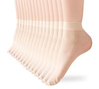 Huiguli 15 Pairs Nylon Pop Socks for Women, Non Slip Invisible Sheer Ankle Sock Breathable Transparent Socks 20 Denier for Women Girls