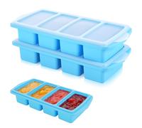 Huiguli 2 Pack Silicone Freezing Tray with Lid, Soup Freezer Containers for Storing Food Soup, Sauces and Meal Prep, Dishwasher-Safe Silicone Freezer Mould, 1 Cup/250 mL, Sky Blue (2, Rectangular)