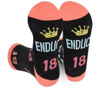 Huiguli 2 Pairs 18th Birthday Socks for Girls, Birthday Gifts for Girls, Funny Cotton Stocking With Cute Patterns for Friends and Besties