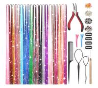 Huiguli 20 Colors 4400 Strands Hair Tinsel Kit, 48 Inches Hair Glitter