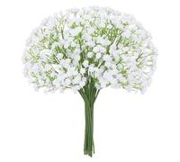 Huiguli 20 Pcs Babys Breath Artificial Flowers, Fake White Gypsophila Artificial Flowers, Plastic Real Touch, Baby Breath Flowers for Wedding Party Decoration, Home Decoration