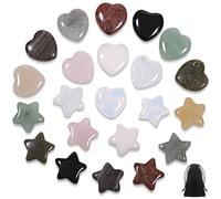 Huiguli 22 Pcs Healing Crystals and Heart Assorted Crystals Set, Crystals and Gemstones, Stones Crystals for Beginnners Stress Relief Meditation Yoga, Mindfulness Gifts