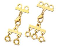 Huiguli 2Pcs 14K Goldplated Magnetic Necklace Separator, 2/3 Strand Layering Clasps for DIY Jewellery Crafts