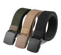 Huiguli 3Pcs Nylon Canvas Belt, 150cm Adjustable Work Belts for Men, Lightweight Nylon Fabric Belt with Plastic Buckle, Metal-Free for Easy Airport Security, Outdoors