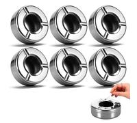 Huiguli 6 Pcs Cigarette Ashtray, Round Windproof Stainless Steel Ashtray with Lid for Indoors & Outdoors, Stylish Portable Windproof Lid Design Cigar Ash Tray Set for Bars, Restaurant, Garden and Home