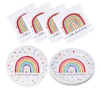 Huiguli 60 PCS Rainbow Party Tableware Set, Rainbow Party Decorations Including Rainbow Napkins Paper Plates and Spoon Set for Kids, Disposable Dinnerware Party Supplies for 20 Guests