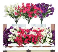 Huiguli 9 Bundles Outdoor Artificial Flowers, UV Resistant Fake Flowers, No Fade Artificial Morning Glory, Artificial Plants for Hanging Planter Home Garden Porch Window Box Wedding Decor, 3 Color