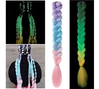 Huiguli Braiding Hair Extension Grow in the Dark for Women, Fluorescent Ombre Jumbo Braiding Wigs Kanekalon for Twist Braiding for Women (Colorized A)