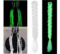Huiguli Braiding Hair Extension Grow in the Dark for Women, Fluorescent Ombre Jumbo Braiding Wigs Kanekalon for Twist Braiding for Women (White)