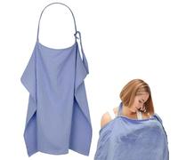 Huiguli Breastfeeding Cover, Upgraded 75 x 110cm Soft 100% Cotton Muslin Nursing Cover with Adjustable Strap for Comfortable Mom & Baby Breastfeeding(Light Blue)