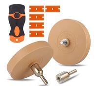 Huiguli Car Sticker Remover Kit, 2 Pcs Eraser Wheel and Plastic Scraper, Decal Remover, 3.5In Toffee Wheel with Adaptors for Removing Vinyl, Glue, Sticker, Adhesive on Window Cars