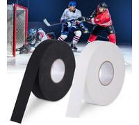 Huiguli Racket Tape, 2 Rolls Waterproof Ice Hockey Tape, 25 m x 25 mm, Self-Adhesive Grip Tape, Sports Tape, Non-Slip Grip Tapes for Hockey Sticks, Tennis Rackets, Badminton Racket (Black & White)
