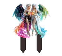 HUIHTG Garden Stake, 2D Flat Acrylic Fairy Garden Decor Panel, Elf Yard Sign for Outdoor Indoor Yard Lawn Plants Pots, Fairy Garden Accessories (Style C)