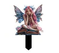HUIHTG Garden Stake, 2D Flat Acrylic Fairy Garden Decor Panel, Elf Yard Sign for Outdoor Indoor Yard Lawn Plants Pots, Fairy Garden Accessories (Style F)