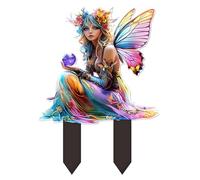 HUIHTG Garden Stake, 2D Flat Acrylic Fairy Garden Decor Panel, Elf Yard Sign for Outdoor Indoor Yard Lawn Plants Pots, Fairy Garden Accessories (Style A)