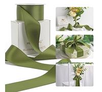 HUIHUANG 2 inch Double-Faced Satin Ribbon Moss Green