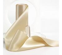 HUIHUANG Champagne Ribbon 4 inch Wide Solid Color Double-Faced Satin Ribbon Champagne Fabric Ribbon for Wedding Chair Sash Large Bows Making Party Decor Sewing Crafts Floral Bouquet-10 Yards/Roll