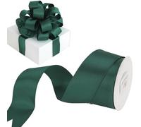 HUIHUANG Dark Green Satin Wired Ribbon 1-1/2 inch Hunter Green Wire Edge Ribbon for Wreaths, Crafts, Bows Making, Christmas Tree, Flower Bouquet, Gift Wrapping, Wedding Home Decor-10 Yards