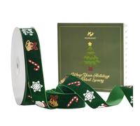 HUIHUANG Green Christmas Velvet Ribbon 1 inch Forest Green Ribbons with Merry Christmas Santa Ribbon for Gift Wrapping, Tree Ornaments, Wreaths, Garlands, DIY Crafts- Continuous 10 Yards